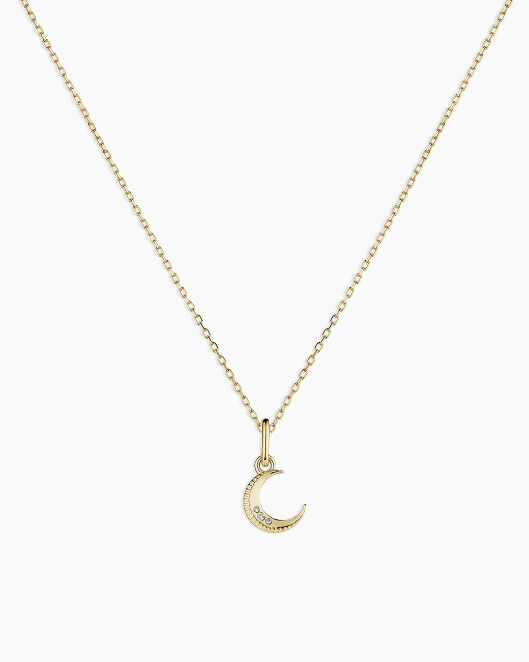 Diamond Crescent Charm Necklace || option::14K Solid Gold