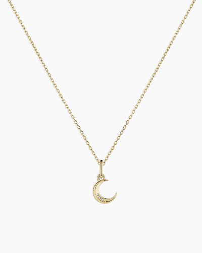 Diamond Crescent Charm Necklace