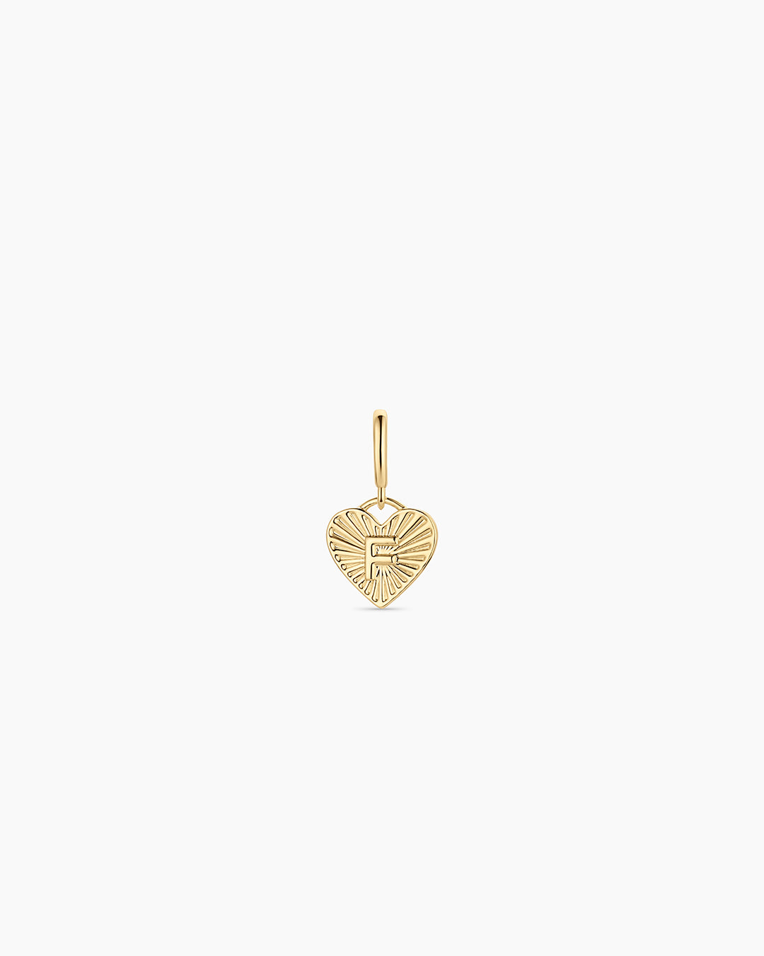 Vintage Heart Alphabet Parker Charm - F || option::18k Gold Plated, F