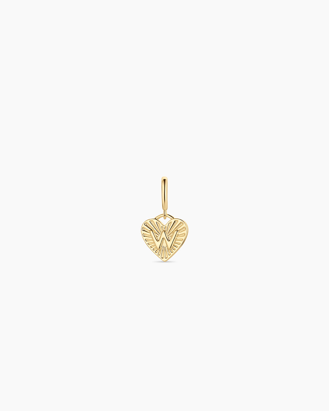 Vintage Heart Alphabet Parker Charm - W || option::18k Gold Plated, W
