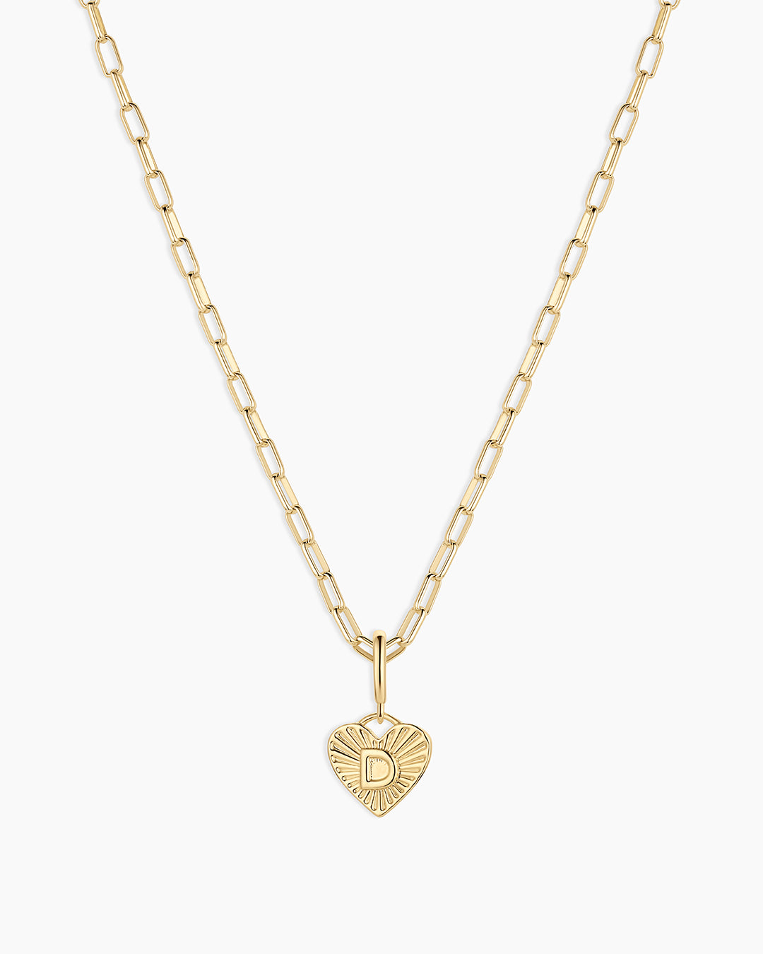 Vintage Heart Alphabet Charm Necklace -   D || option::18k Gold Plated, D