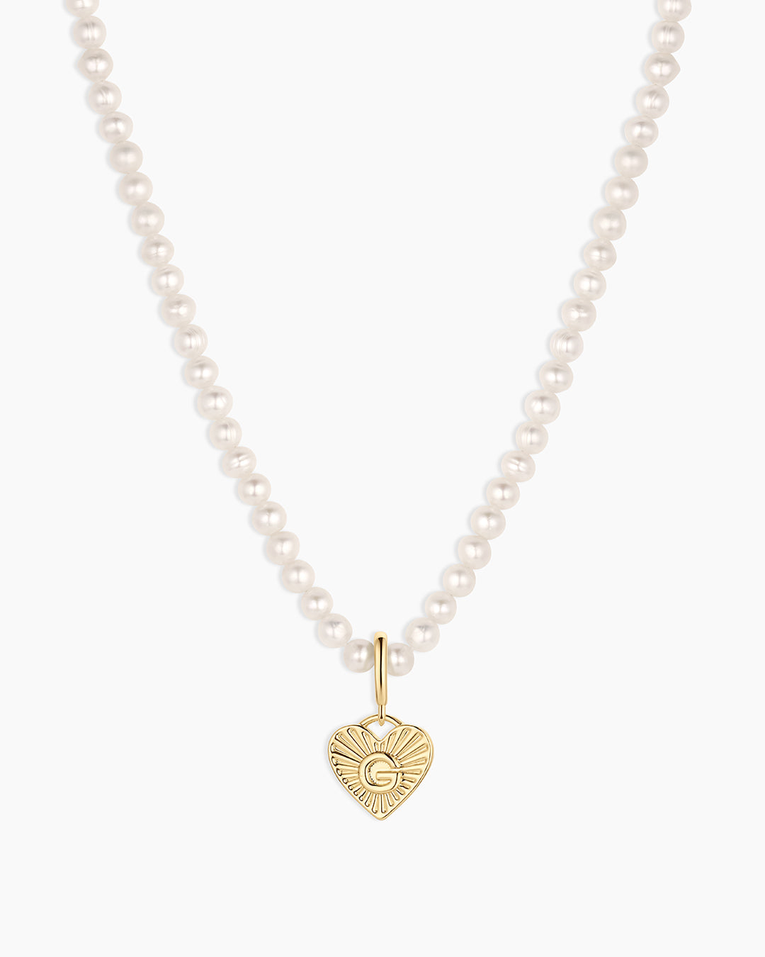 Vintage Heart Alphabet Charm Necklace - G || option::18K Gold Plated, G