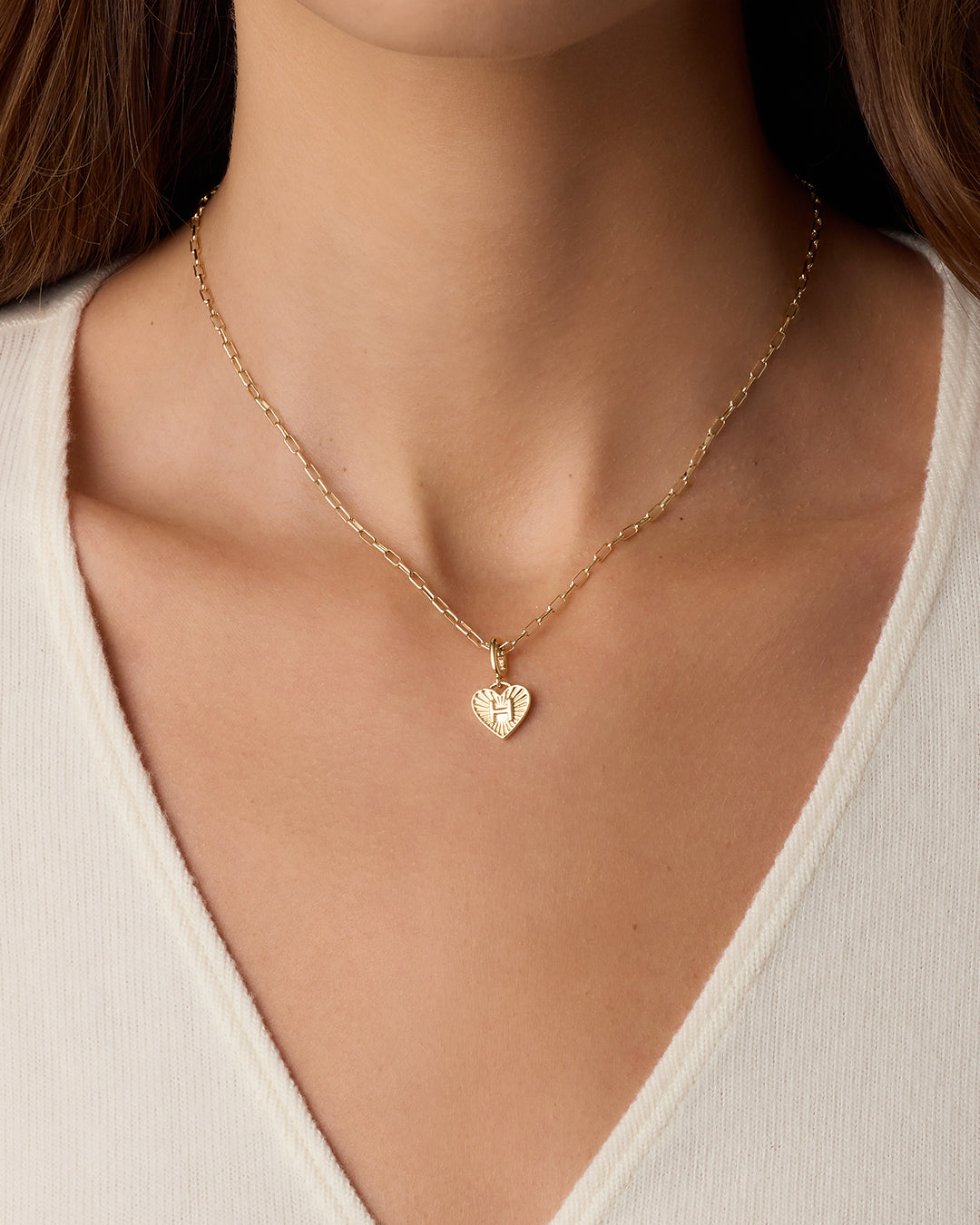 Vintage Heart Alphabet Parker Charm - H || option::18k Gold Plated, H