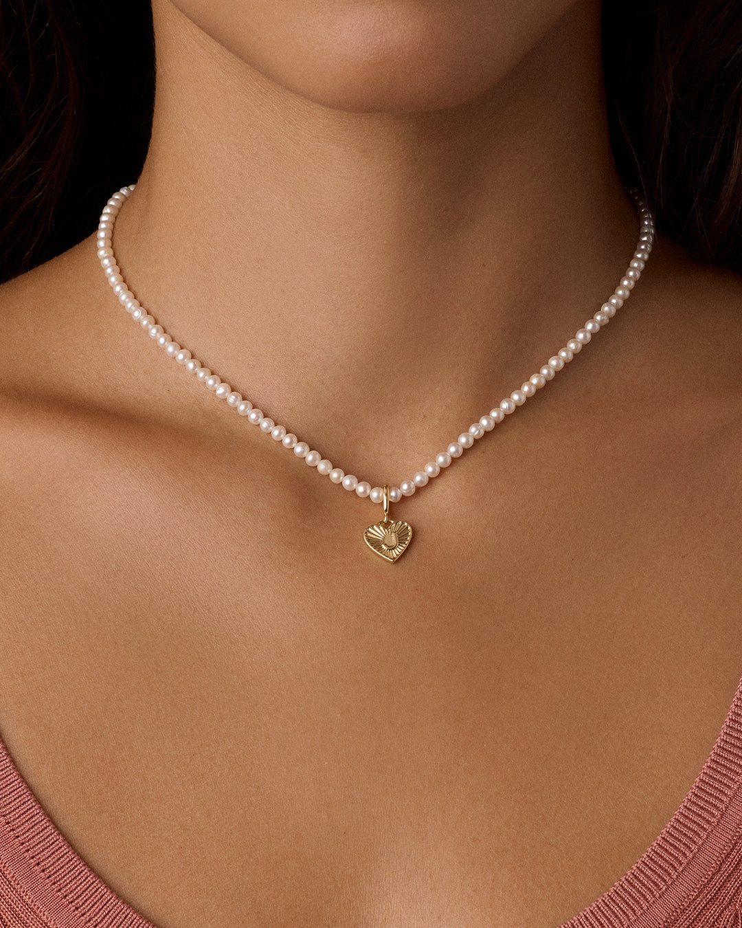 Vintage Heart Alphabet Charm Necklace - J || option::18K Gold Plated, J