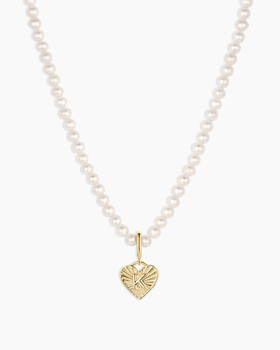 Vintage Heart Alphabet Charm Necklace - K || option::18K Gold Plated, K