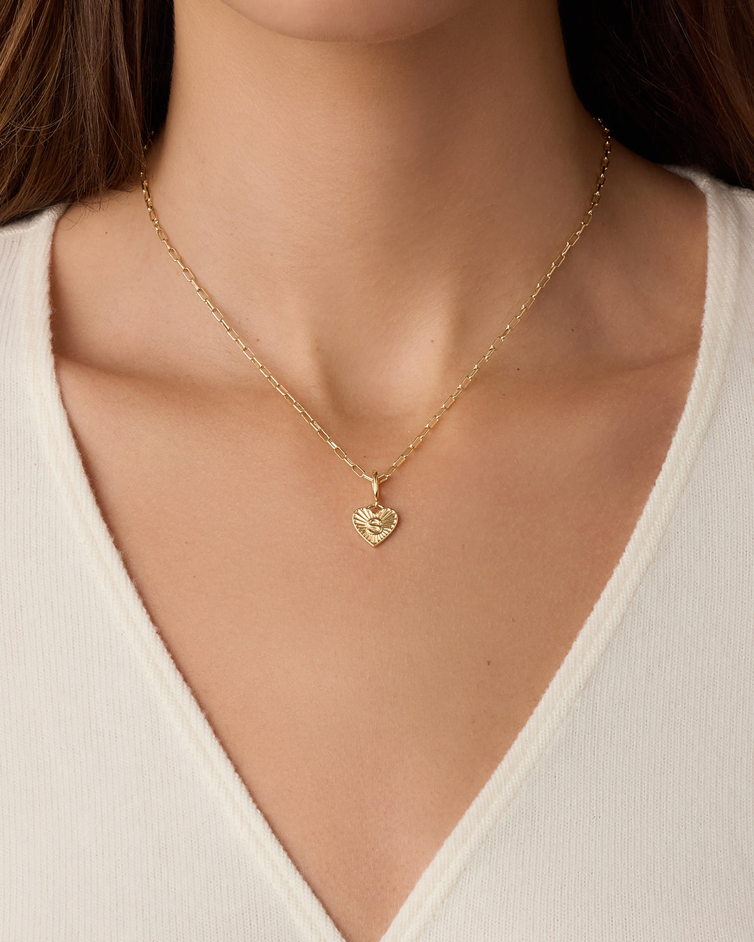 Vintage Heart Alphabet Parker Charm - S || option::18k Gold Plated, S