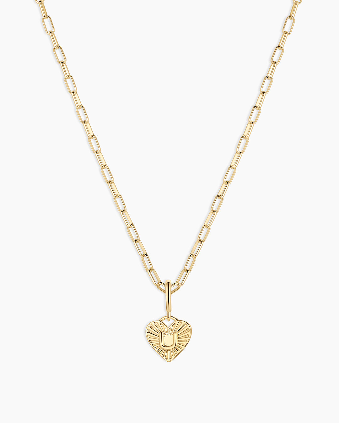 Vintage Heart Alphabet Charm Necklace -   U || option::18k Gold Plated, U