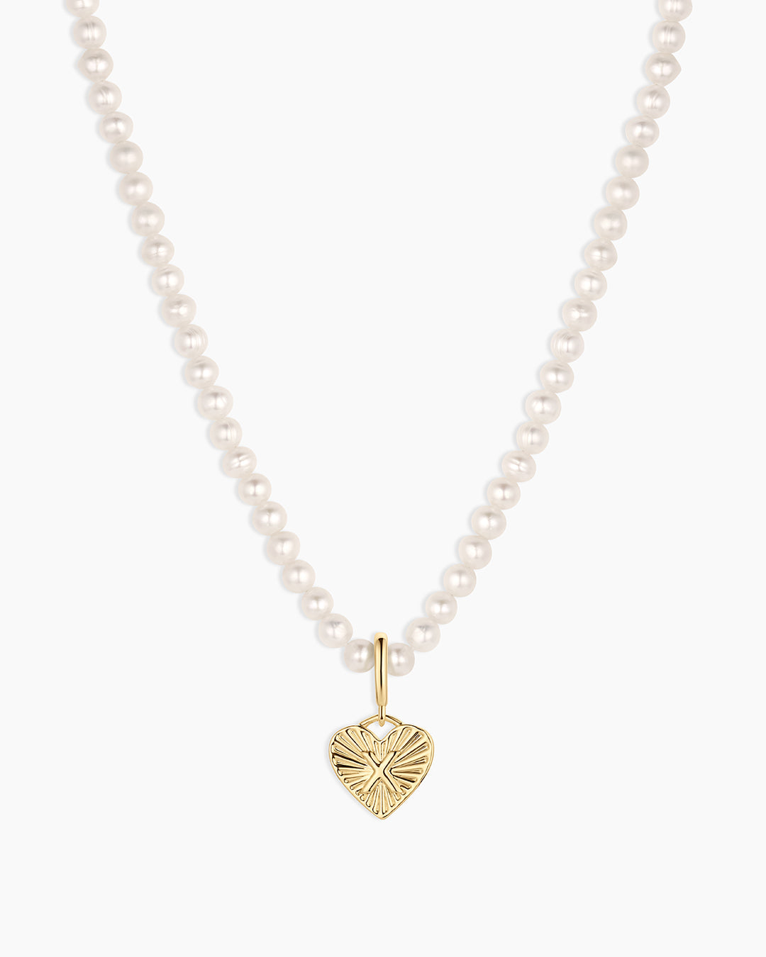 Vintage Heart Alphabet Charm Necklace - X || option::18K Gold Plated, X