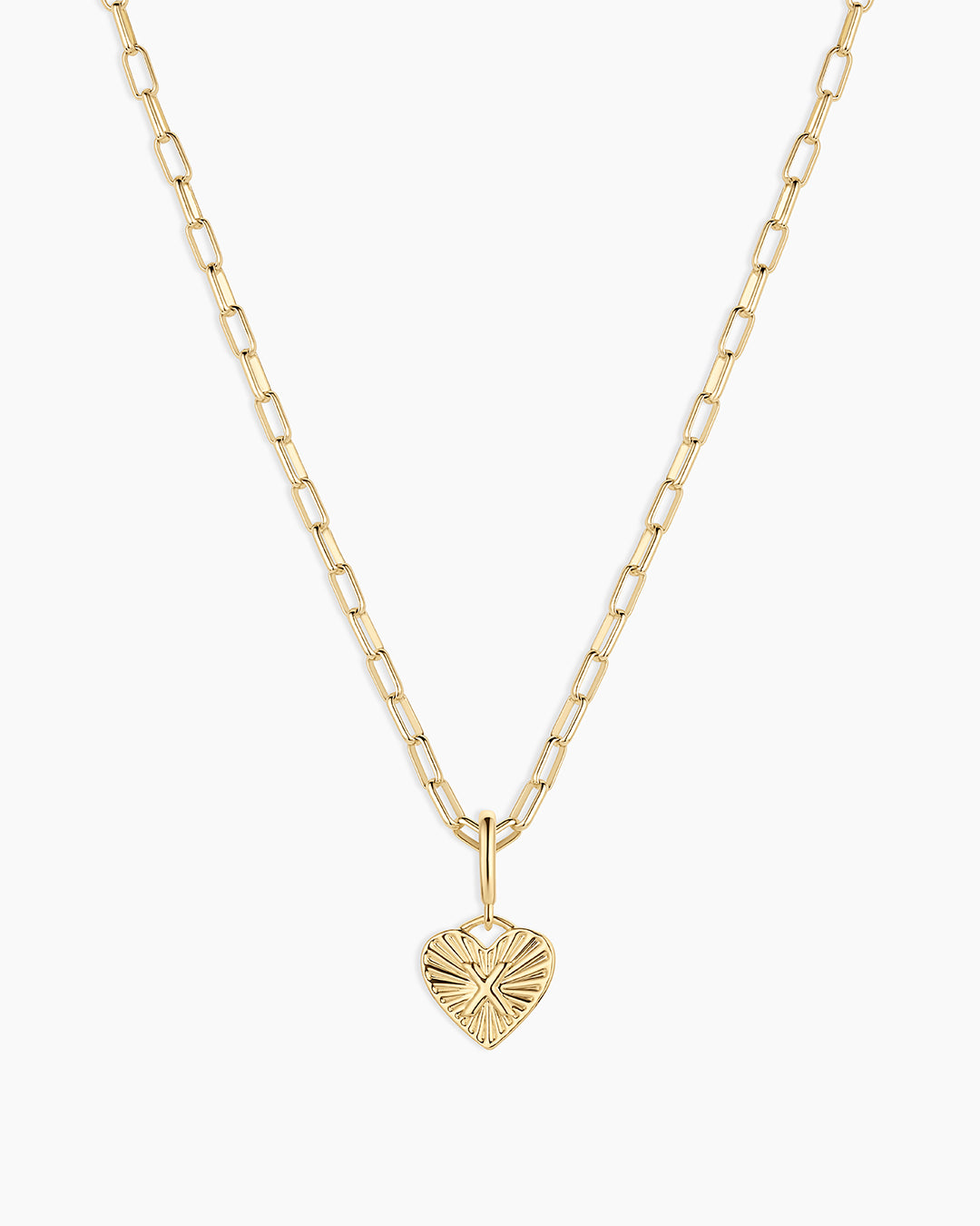 Vintage Heart Alphabet Charm Necklace -   X || option::18k Gold Plated, X