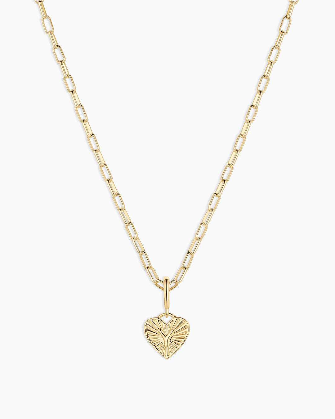 Vintage Heart Alphabet Charm Necklace -   Y || option::18k Gold Plated, Y
