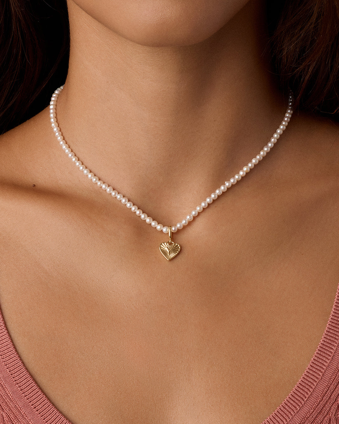 Vintage Heart Alphabet Charm Necklace - Y || option::18K Gold Plated, Y