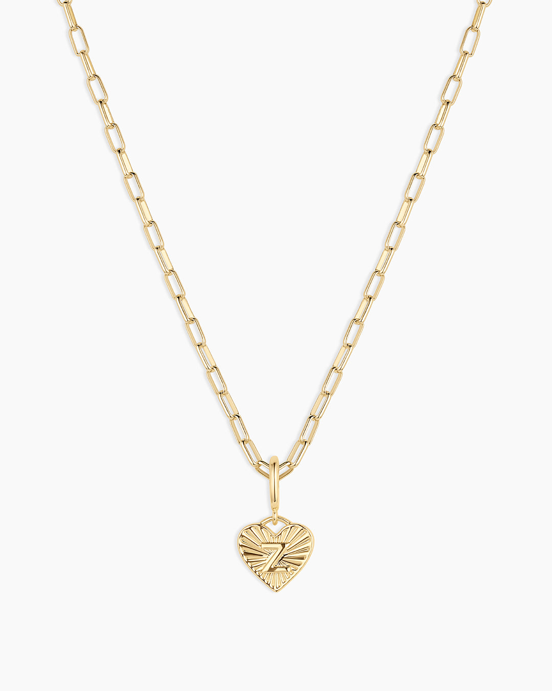 Vintage Heart Alphabet Charm Necklace -   Z || option::18k Gold Plated, Z