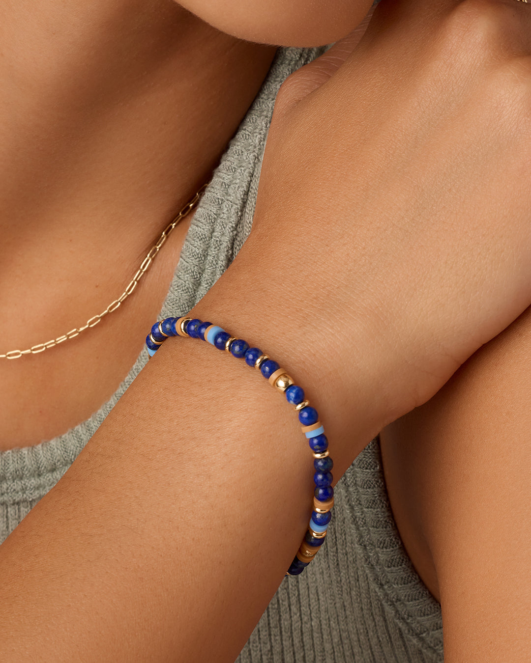 agete ゴールドブルーストーンブレスレット ≪b3-31121D≫11mm〜12mm 5A ブルーゴールドストーン 紫金石