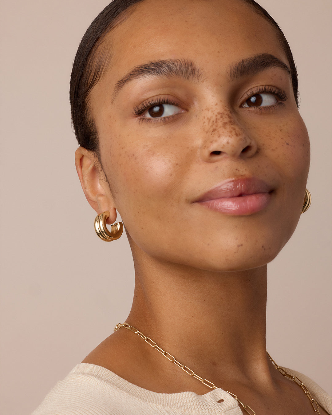 Lou Stacked Hoops || option::18k Gold Plated