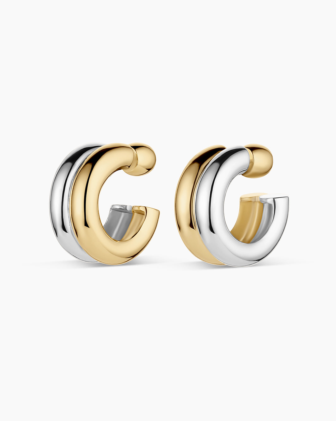 Lou Mixed Stacked Hoops || option::18k Gold & Silver Plated