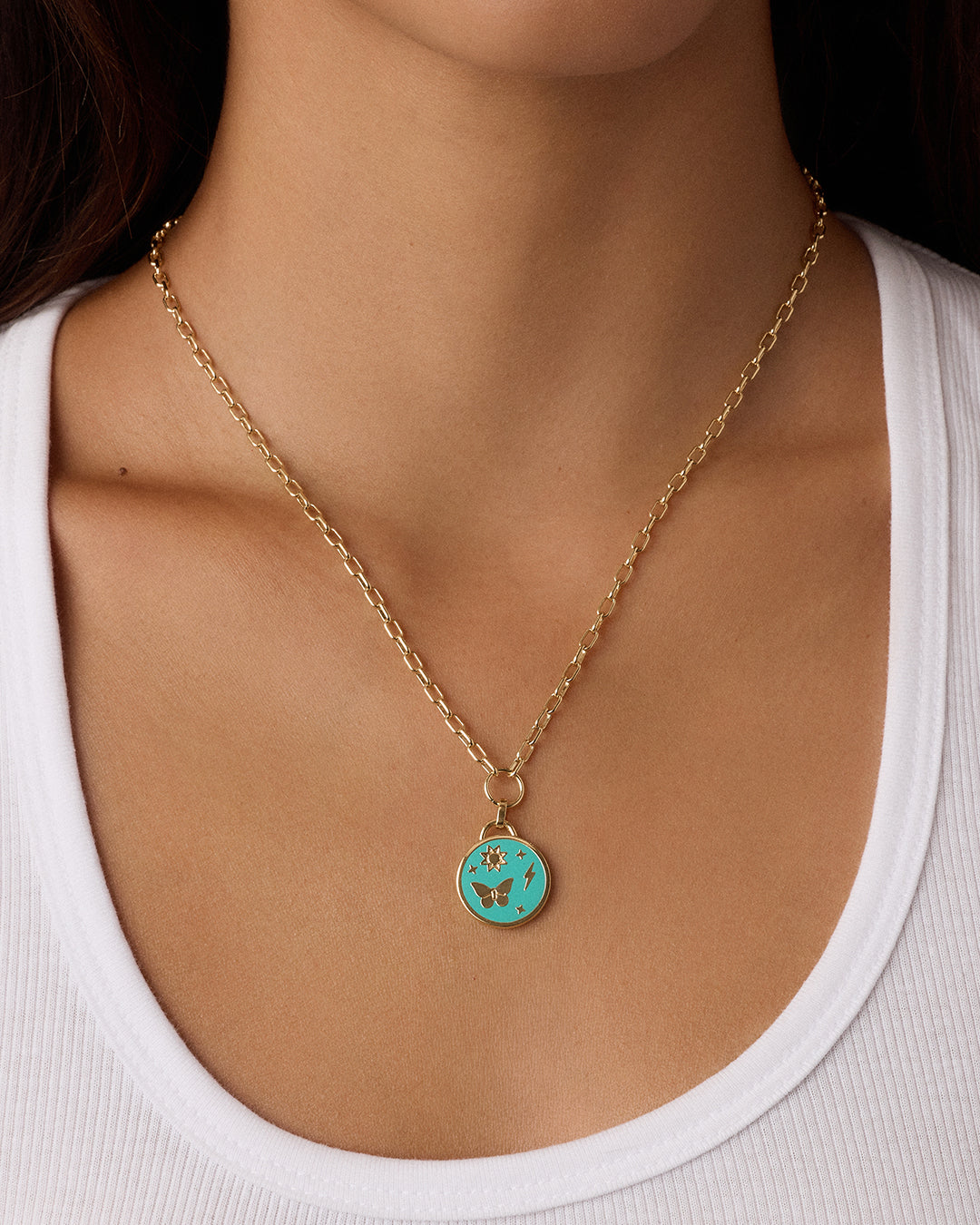 Lightning Strikes Coin Necklace || option::18k Gold Plated