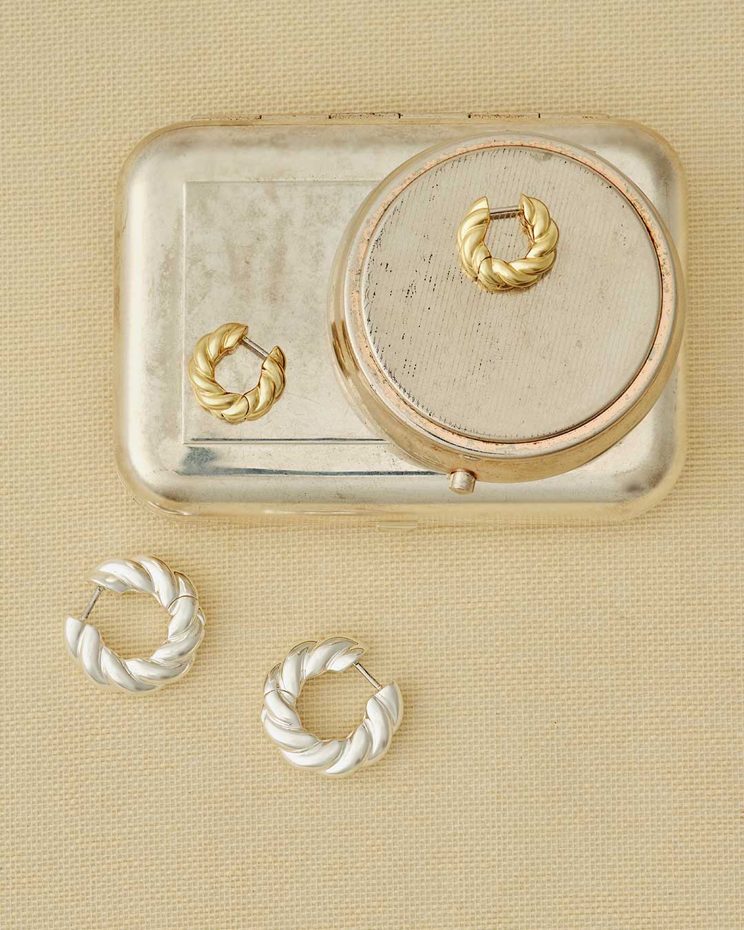 gold and silver plated hoop earrings