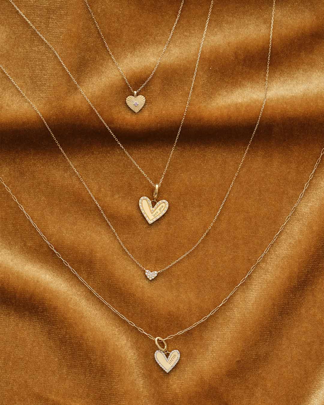 solid gold necklaces with heart charms 