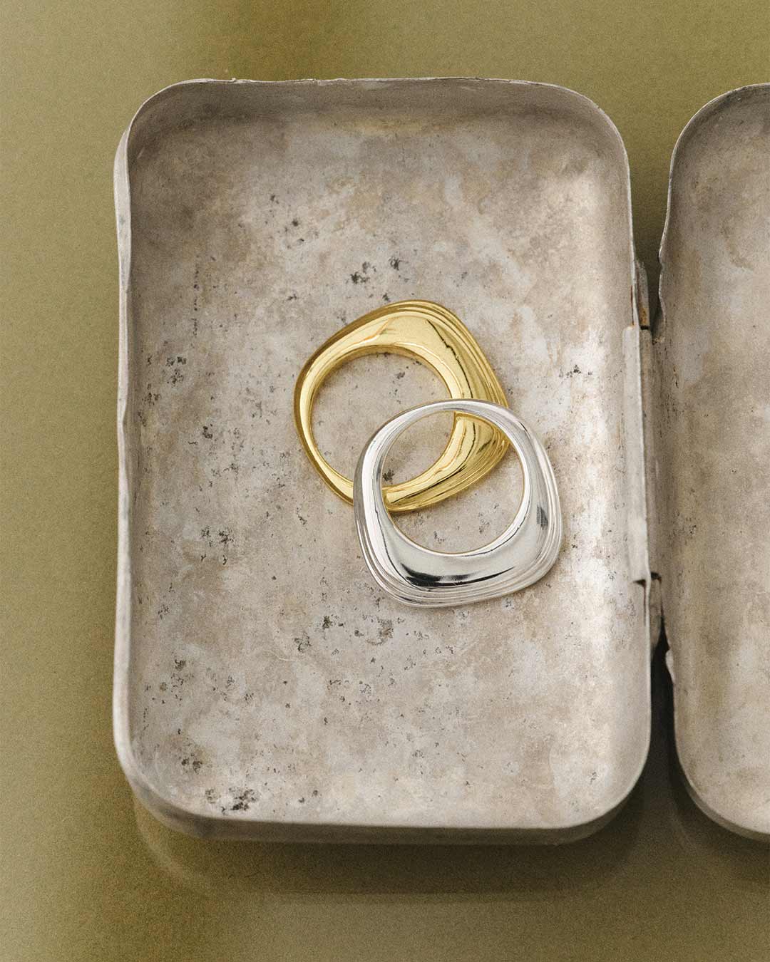 gold and silver plated statement rings