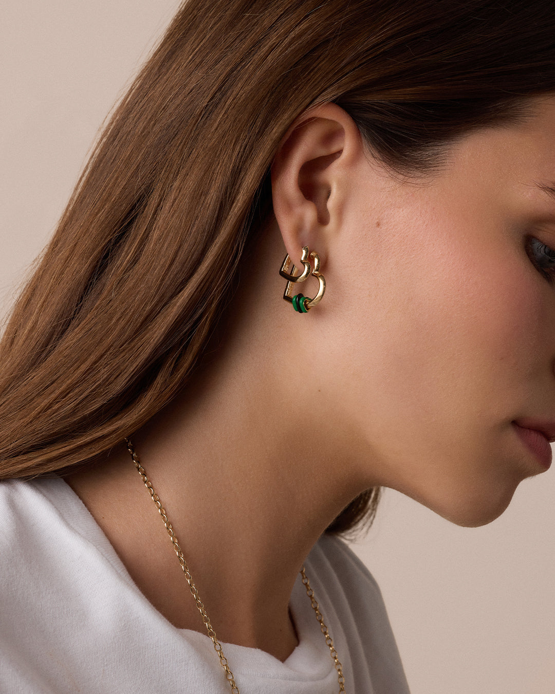 Campbell Heart Huggies || option::18k Gold Plated 