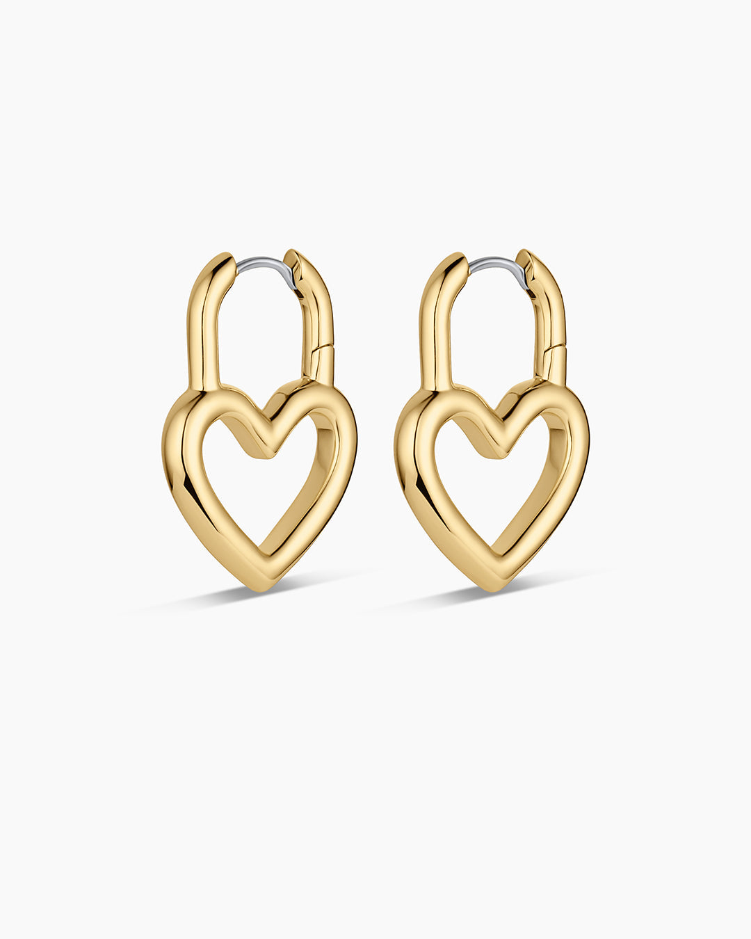 Open Heart Padlock Hoops || option::18k Gold Plated 