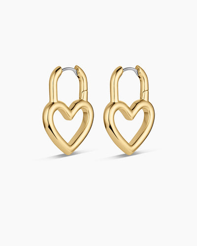 Open Heart Padlock Hoops
