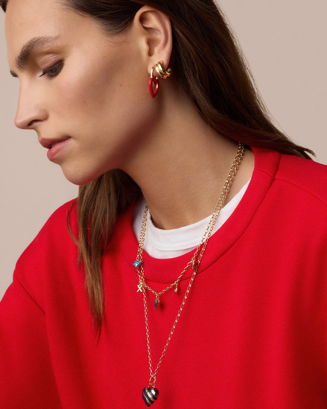 Campbell Enamel Heart Pendant Necklace || option::18k Gold Plated, Blue