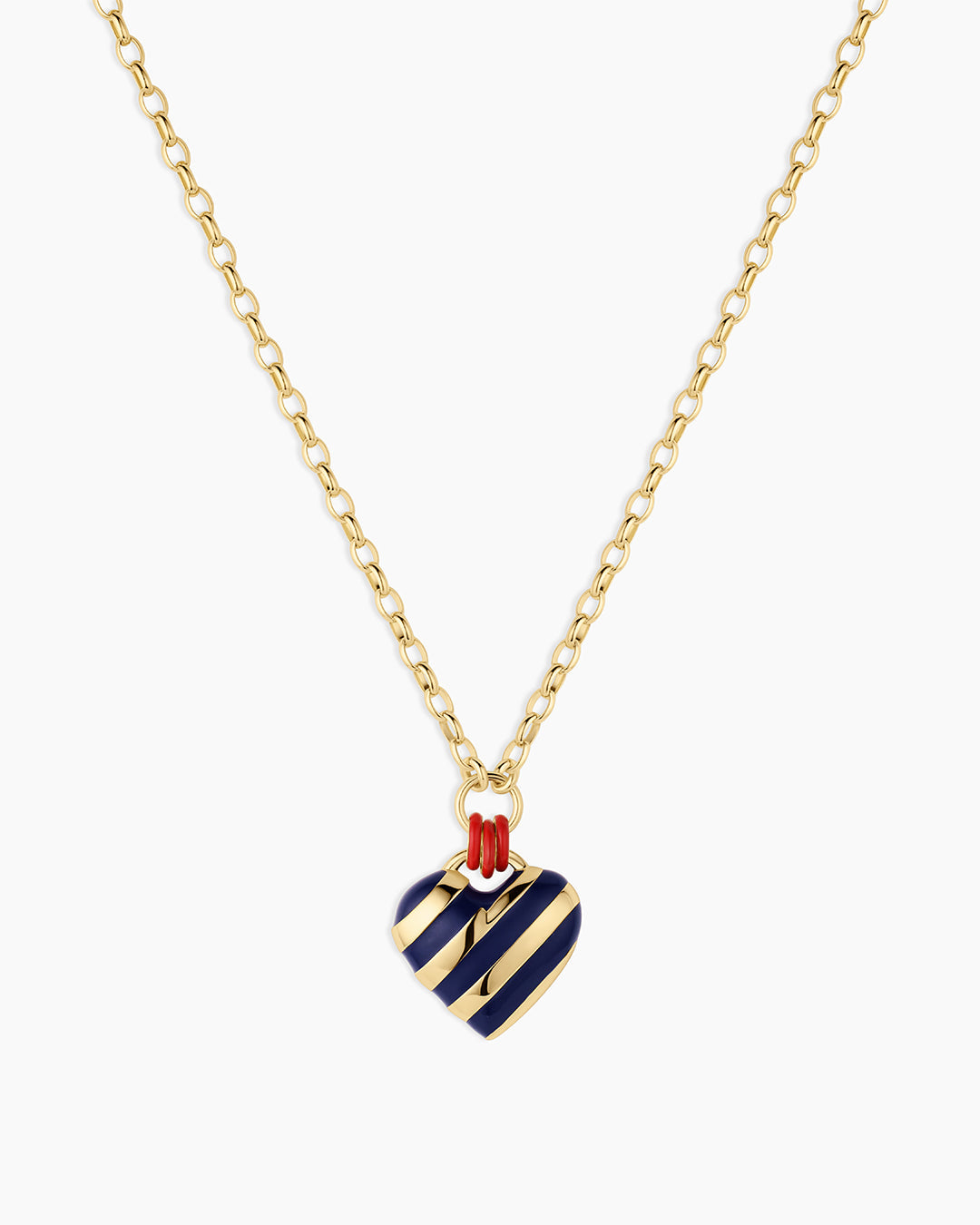 Campbell Enamel Heart Pendant Necklace || option::18k Gold Plated, Blue