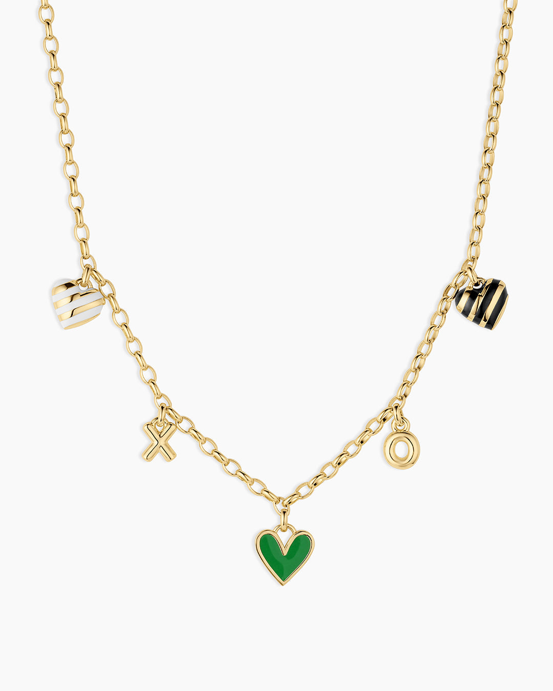 Campbell Heart Charm Necklace || option::18k Gold Plated, Green