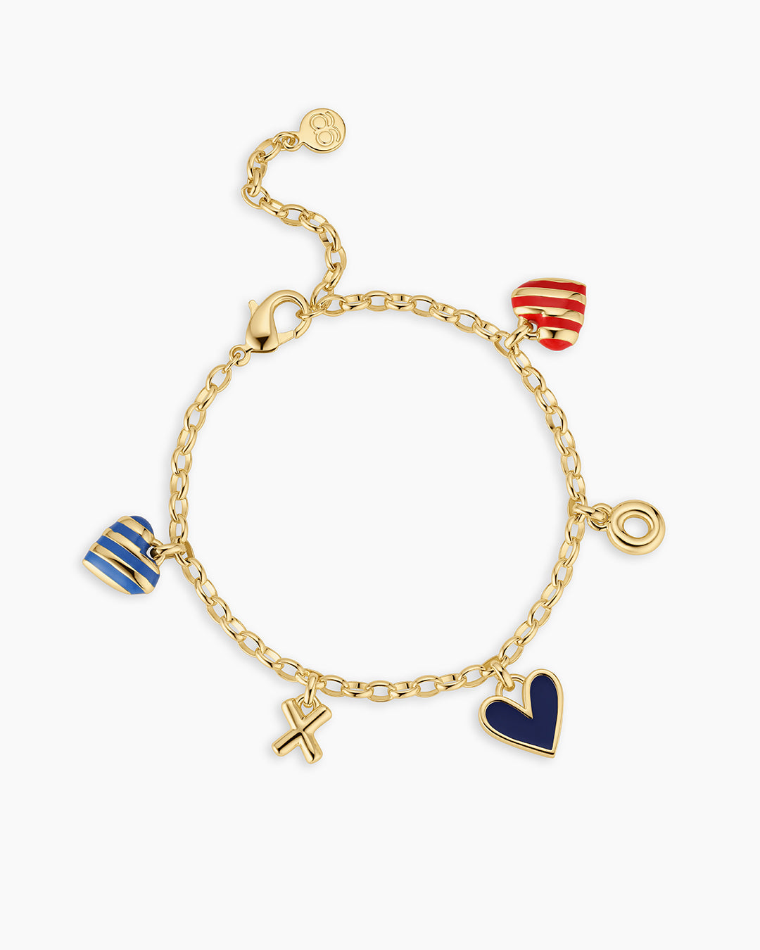 Campbell Heart Charm Bracelet || option::18k Gold Plated, Blue