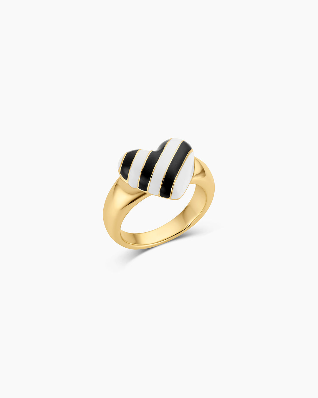 Campbell Enamel Heart Ring || option::18k Gold Plated, Black