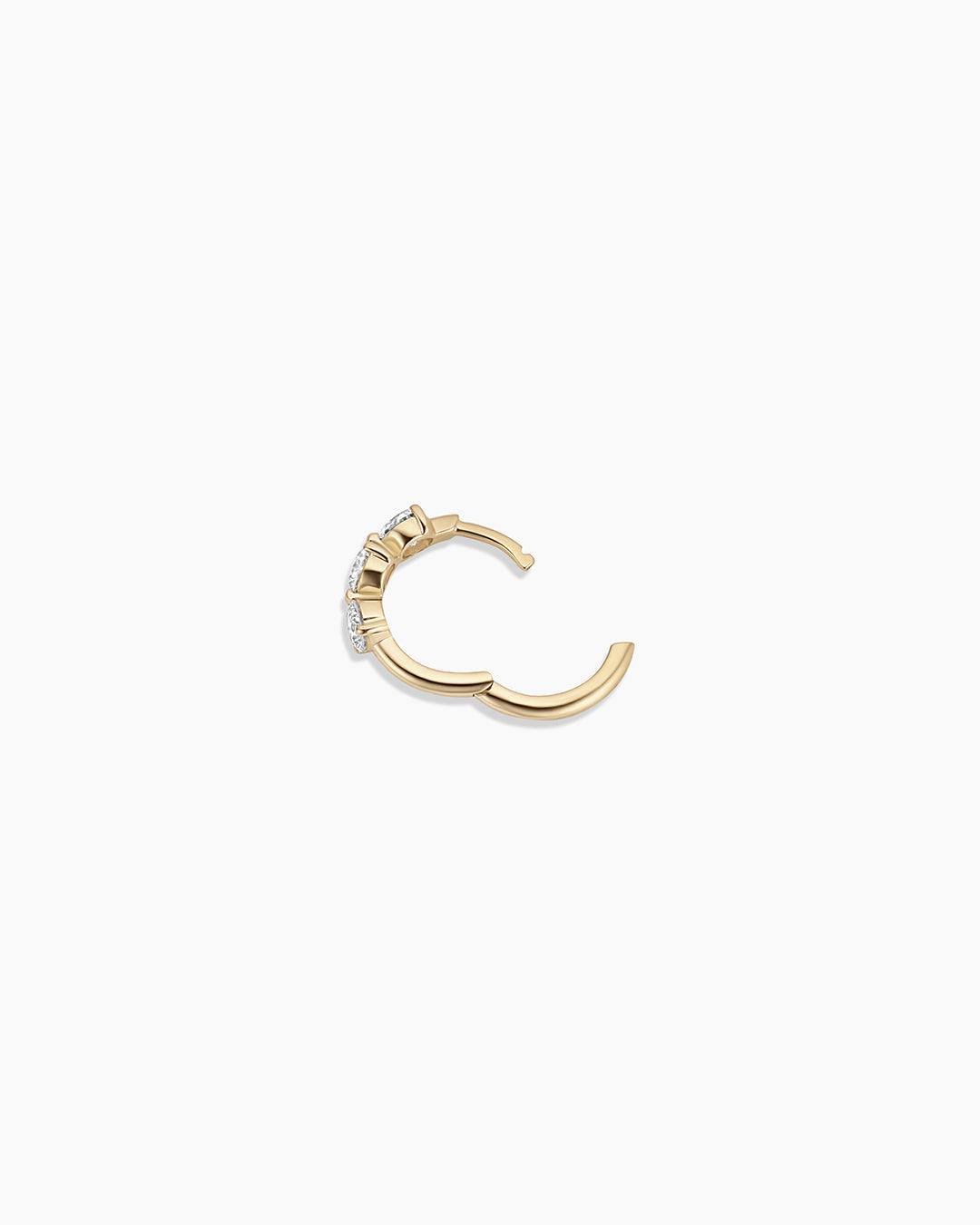 Lab Grown Diamond Solitaire Trio Single Huggie || option::14K Solid Gold 