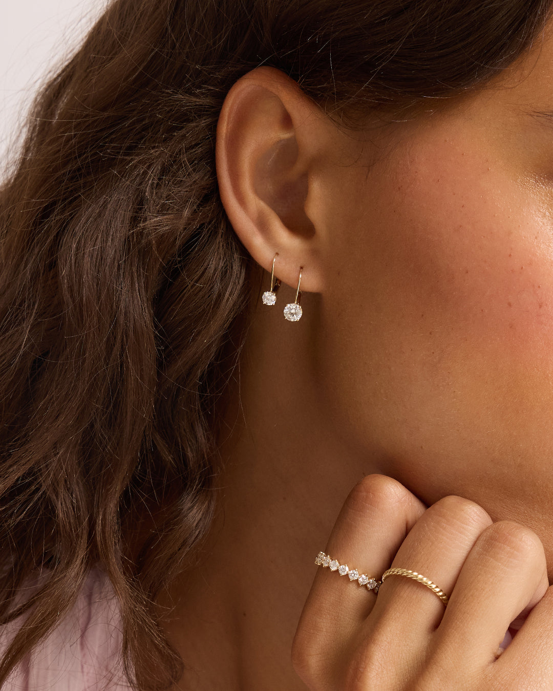 Lab Grown Diamond Mercer Drop Earrings || option::14K Solid Gold, 1ct