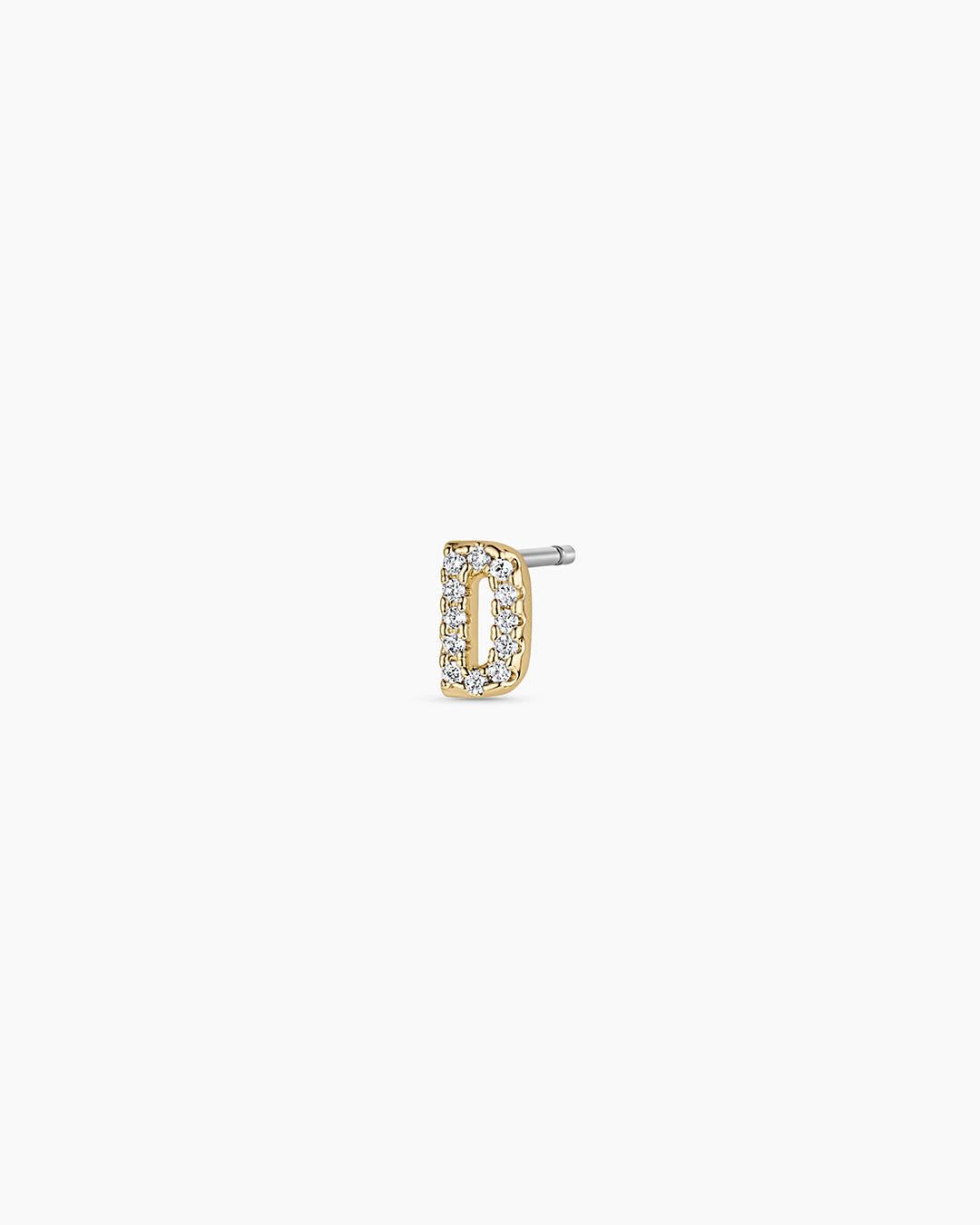 Wilder Shimmer Alphabet Single Stud || option::18K Gold Plated, D
