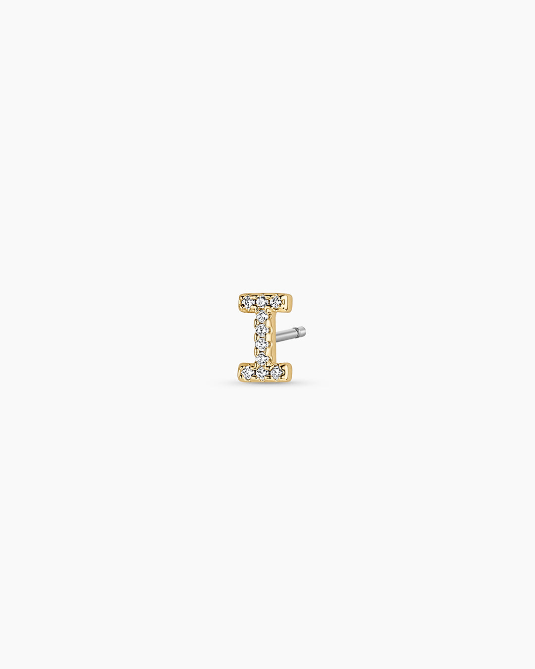 Wilder Shimmer Alphabet Single Stud || option::18K Gold Plated, I