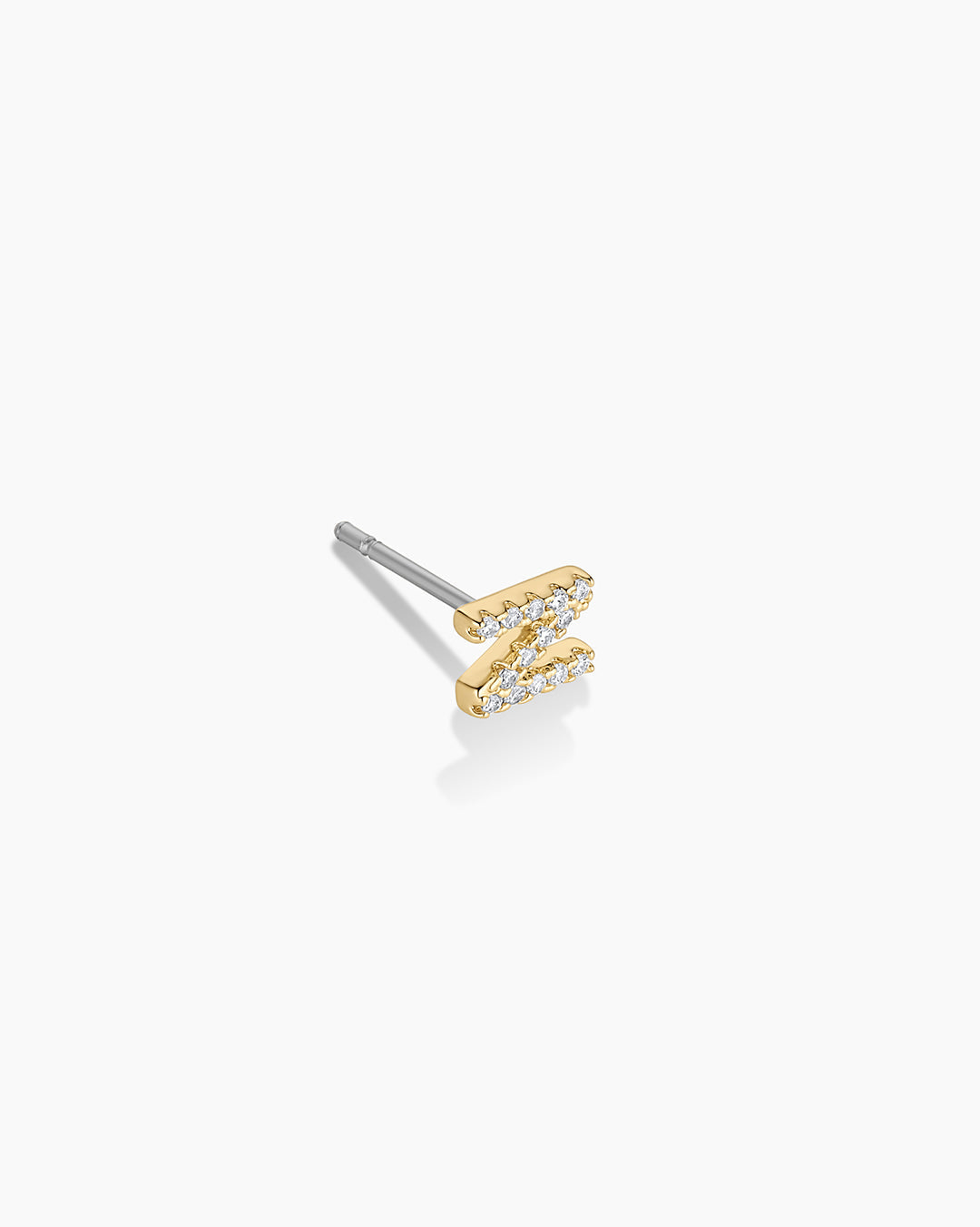Wilder Shimmer Alphabet Single Stud || option::18K Gold Plated, N