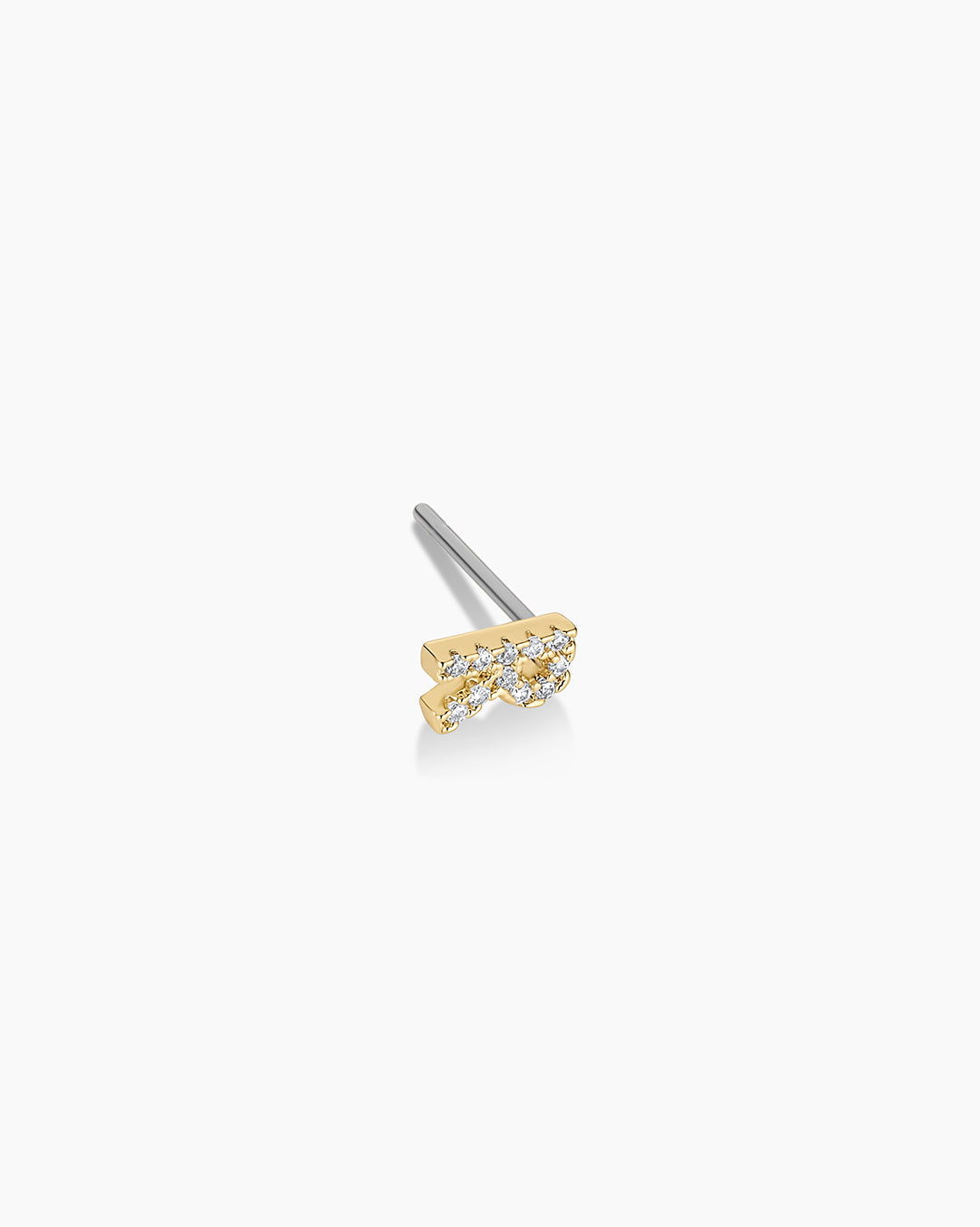 Wilder Shimmer Alphabet Single Stud || option::18K Gold Plated, R