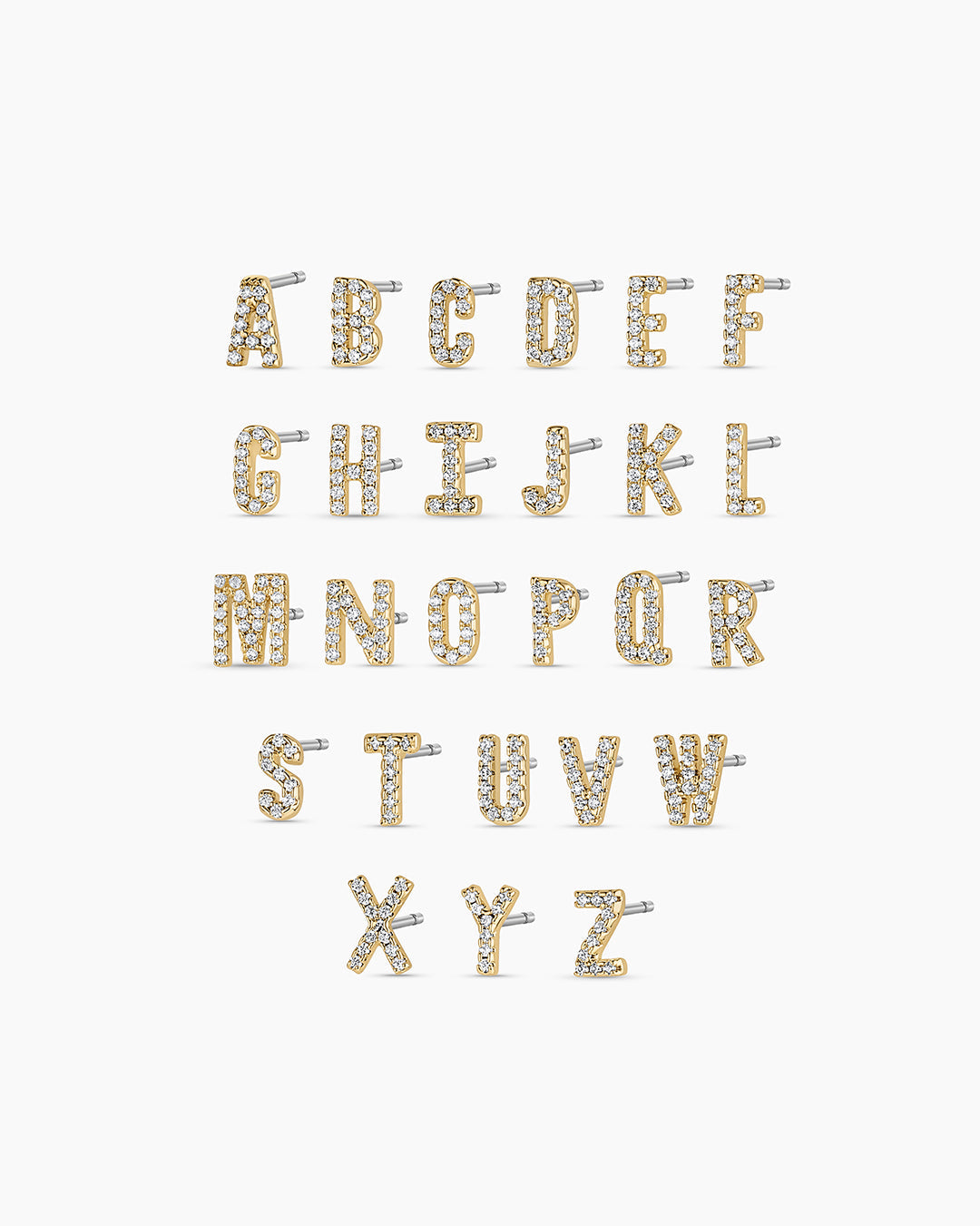 Wilder Shimmer Alphabet Single Stud || option::18K Gold Plated, S