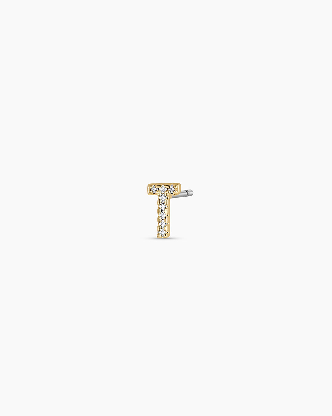 Wilder Shimmer Alphabet Single Stud || option::18K Gold Plated, T