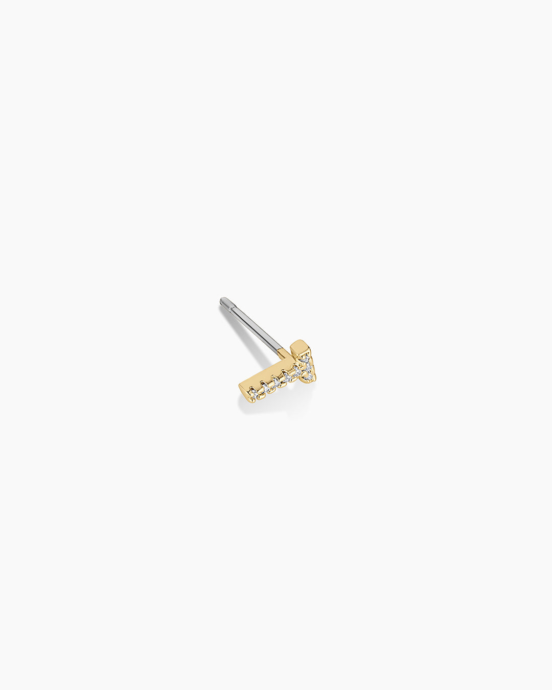 Wilder Shimmer Alphabet Single Stud || option::18K Gold Plated, T