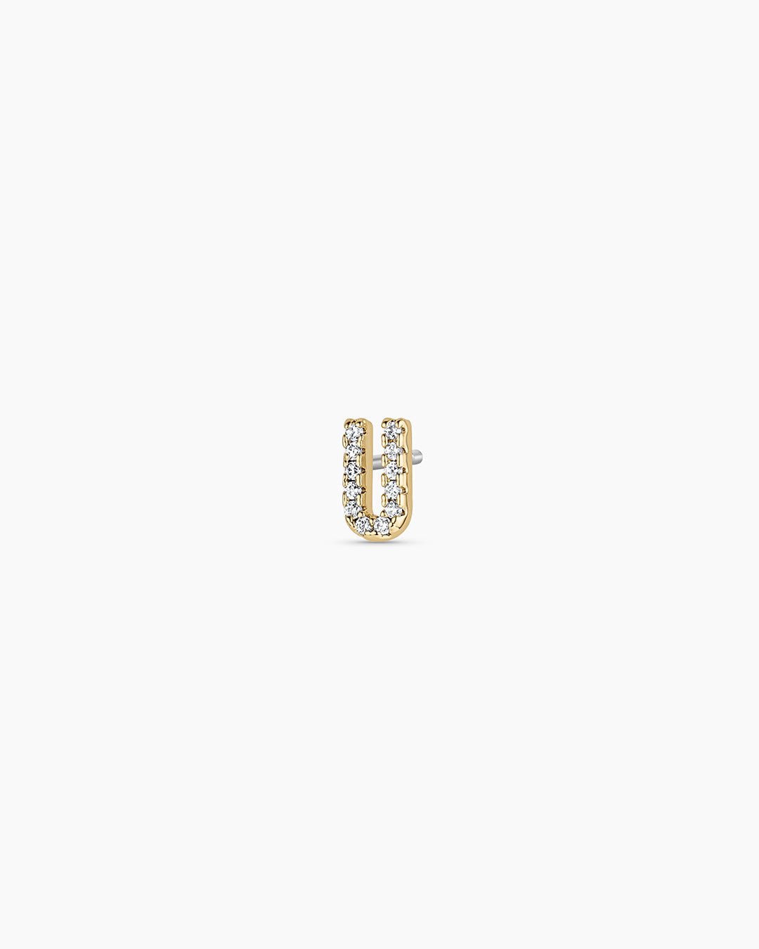 Wilder Shimmer Alphabet Single Stud || option::18K Gold Plated, U