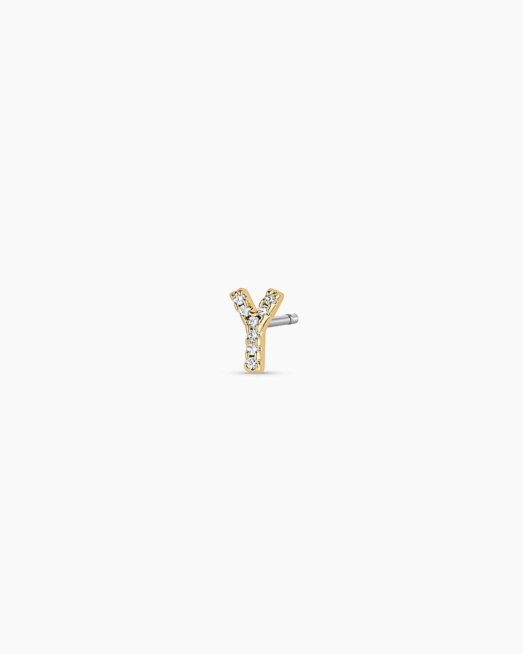 Wilder Shimmer Alphabet Single Stud || option::18K Gold Plated, Y
