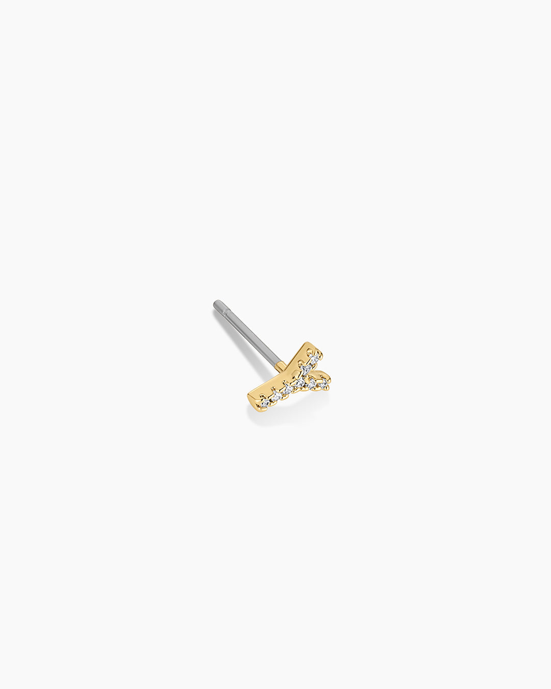 Wilder Shimmer Alphabet Single Stud || option::18K Gold Plated, Y