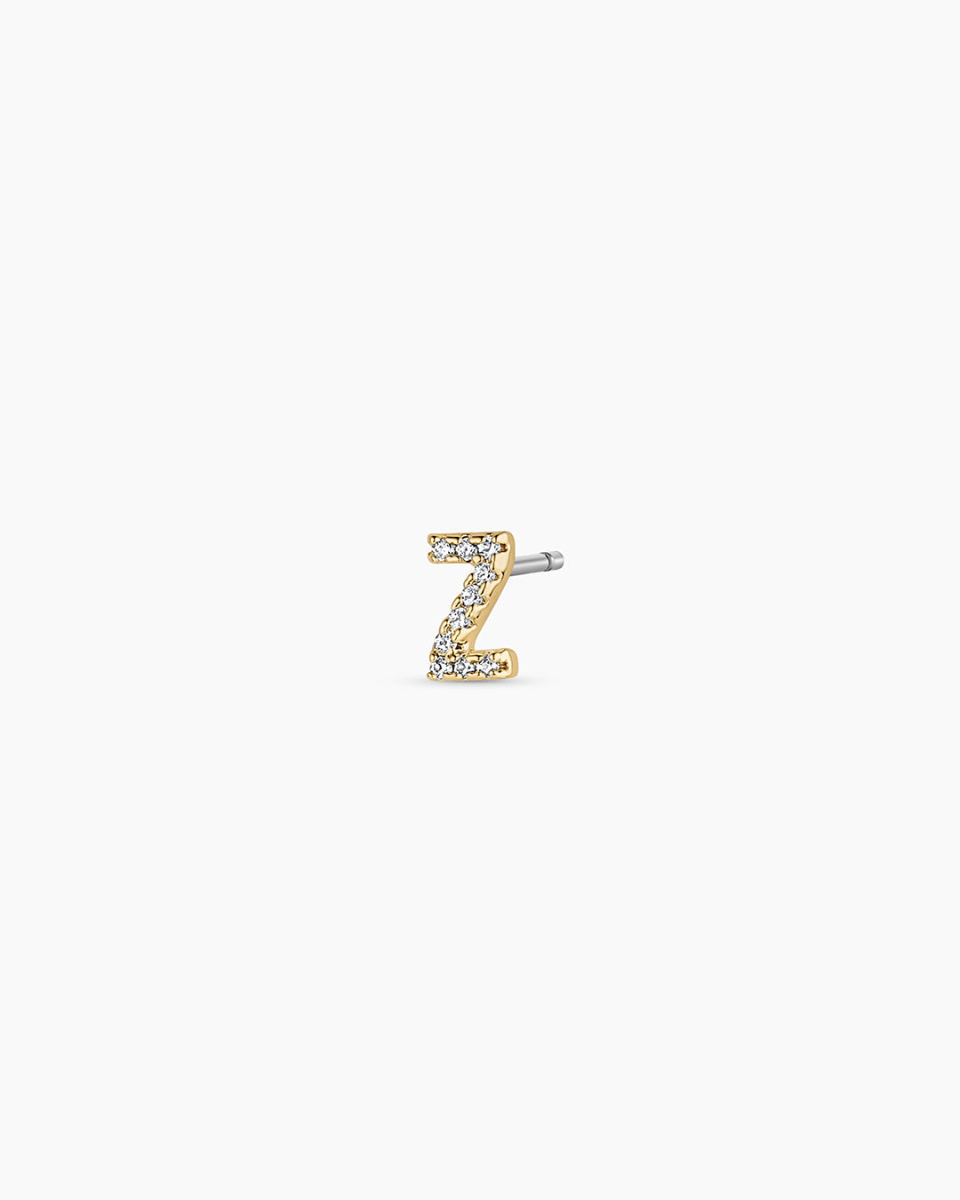 Wilder Shimmer Alphabet Single Stud || option::18K Gold Plated, Z