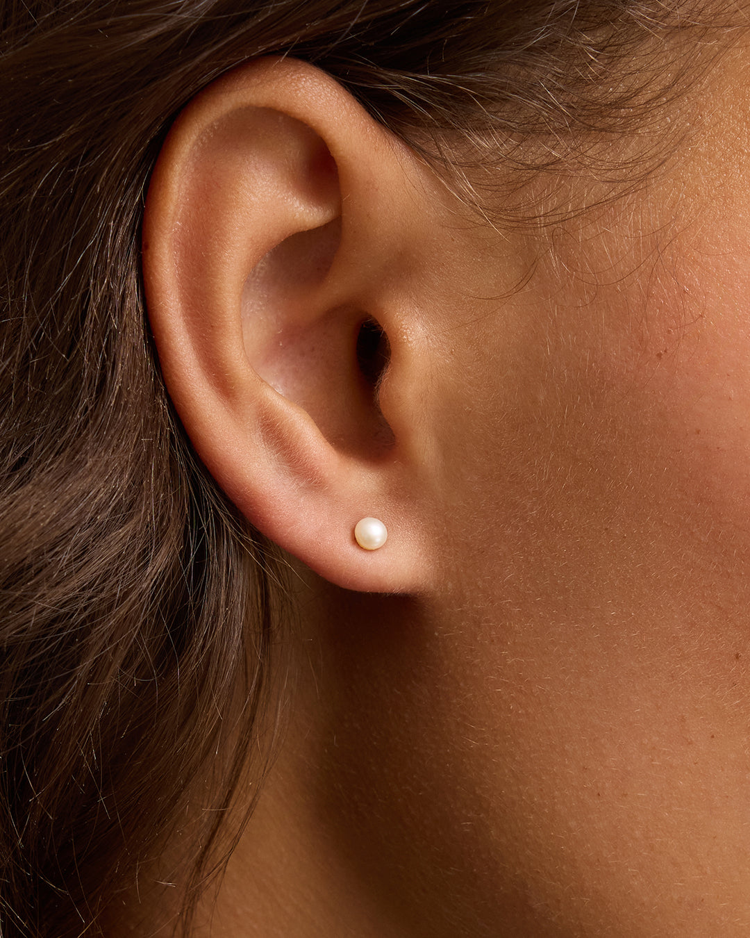 Pearl Single Stud || option::18K Gold Plated, 4mm