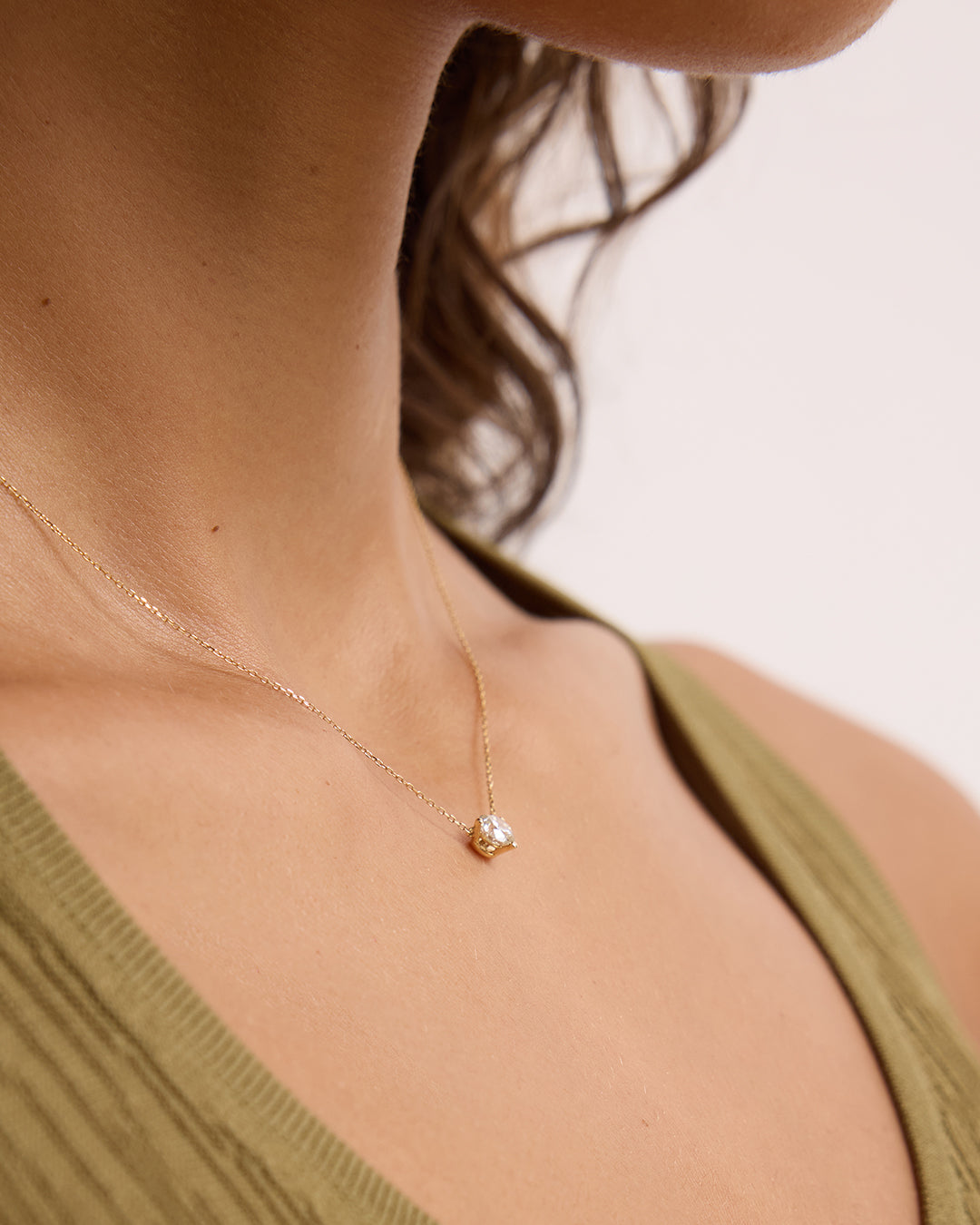 14K Lab Grown Diamond Solitaire Necklace || option::.50ct, 14K Solid Gold 