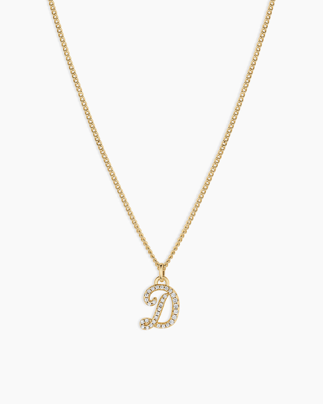Wilder Shimmer Alphabet Necklace || option::18K Gold Plated, D