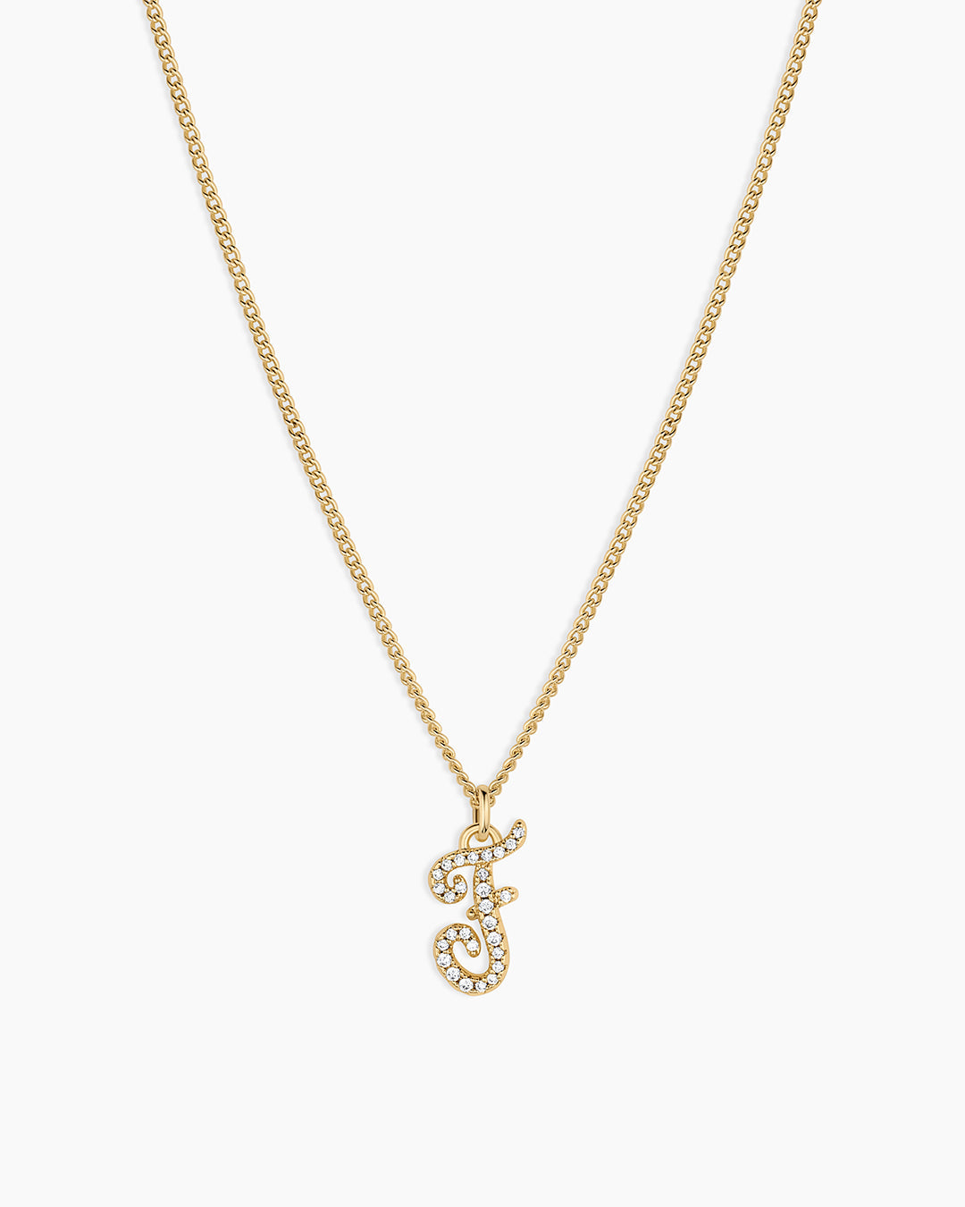 Wilder Shimmer Alphabet Necklace || option::18K Gold Plated, F