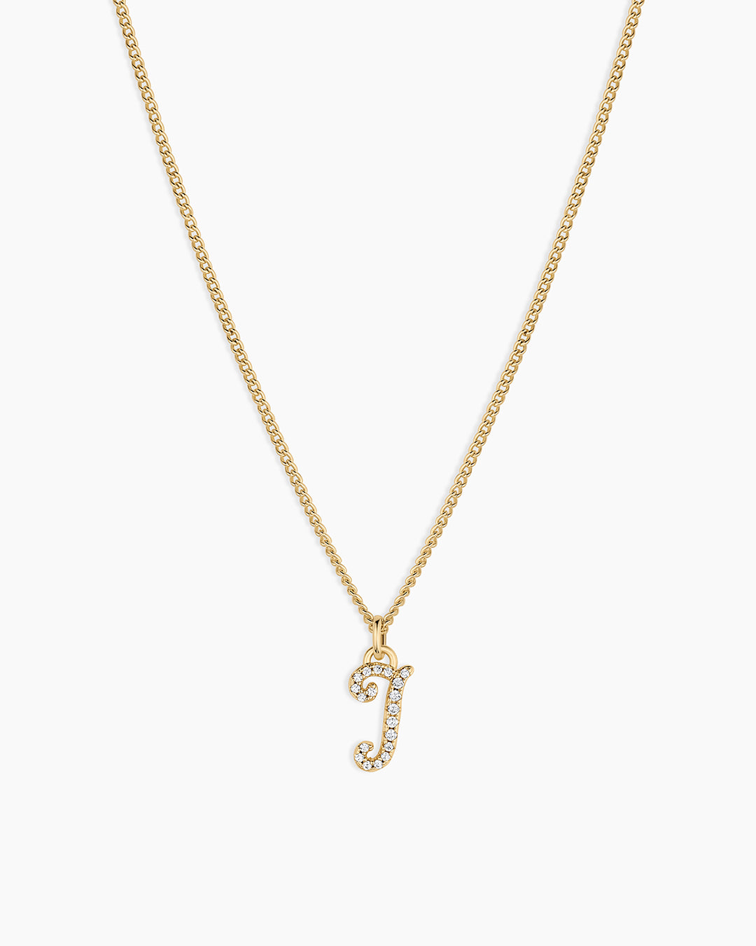 Wilder Shimmer Alphabet Necklace || option::18K Gold Plated, I