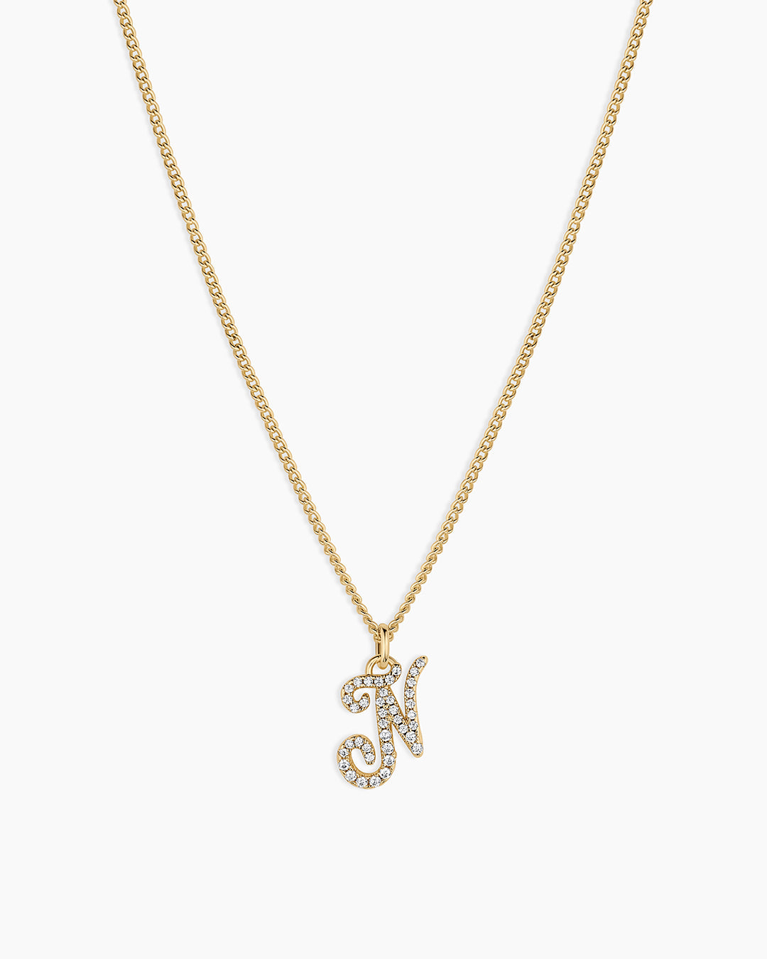 Wilder Shimmer Alphabet Necklace || option::18K Gold Plated, N